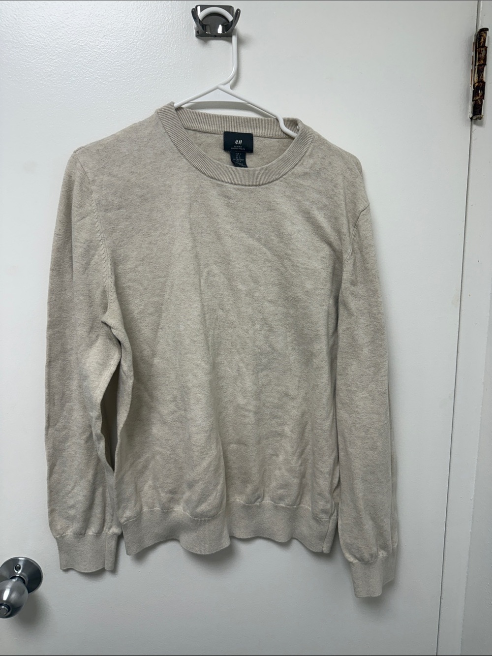 H&M Men's Crewneck Sweater in Light Beige Heather